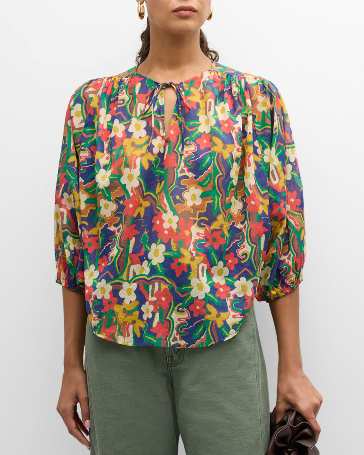 Shop Mother The Breeze Tie Top In Cosmic Blooms