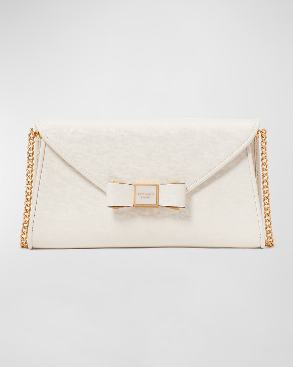 Kate Spade Morgan Bow Envelope Flap Leather Crossbody Bag In Parchment