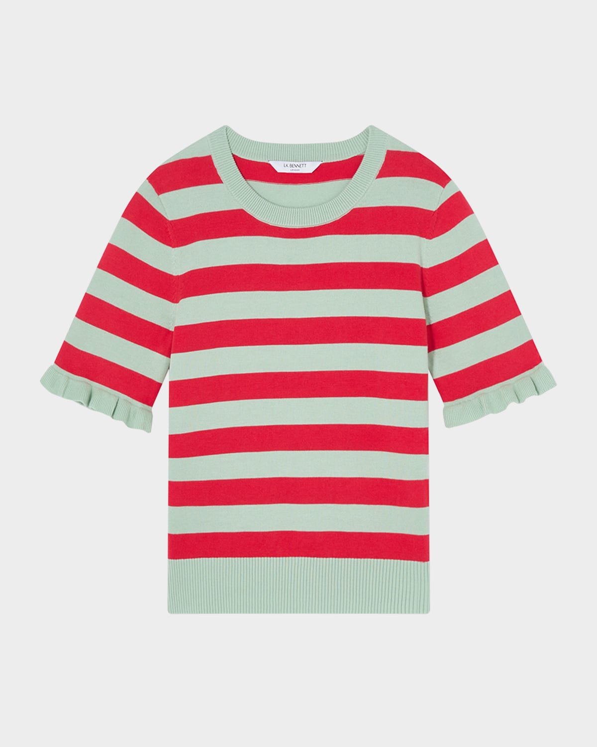 Bells Striped Crewneck Knit Top