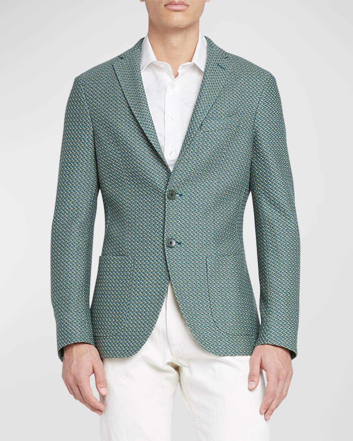 Etro Men's Camo Knit Jacket In Green
