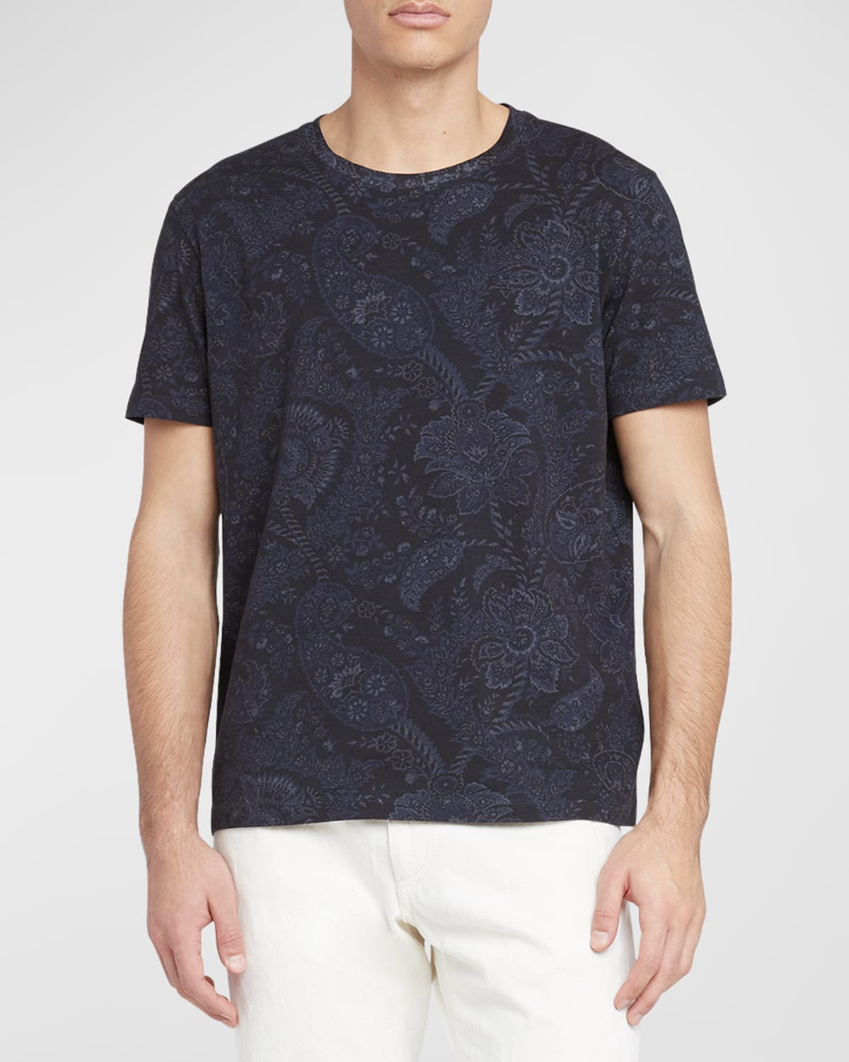 Shop Etro Men's Paisley Cotton T-shirt In Print On Blue Base