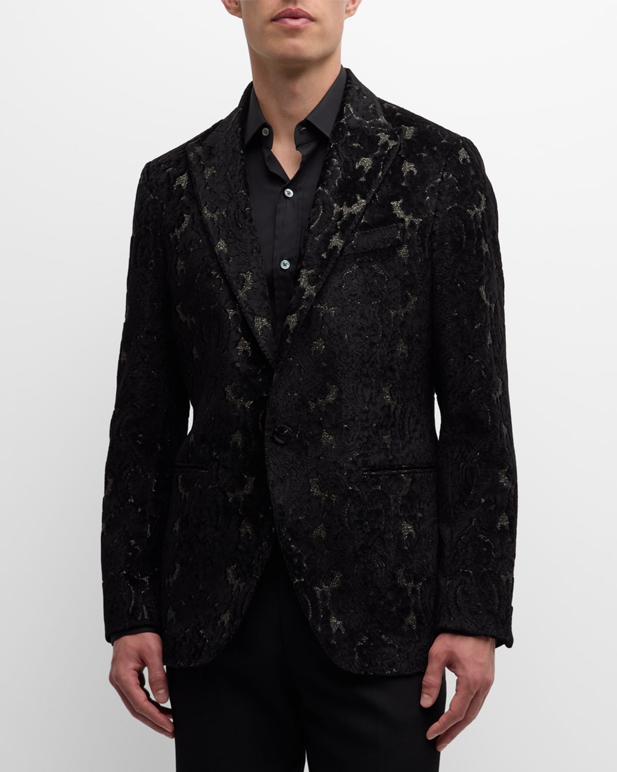 Shop Etro Men's Flocked Velvet Evening Jacket In Black