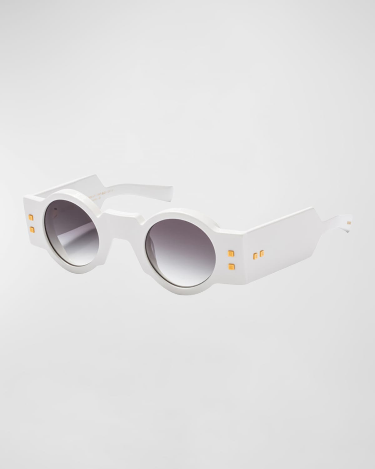 Balmain Olivier Acetate Round Sunglasses In White