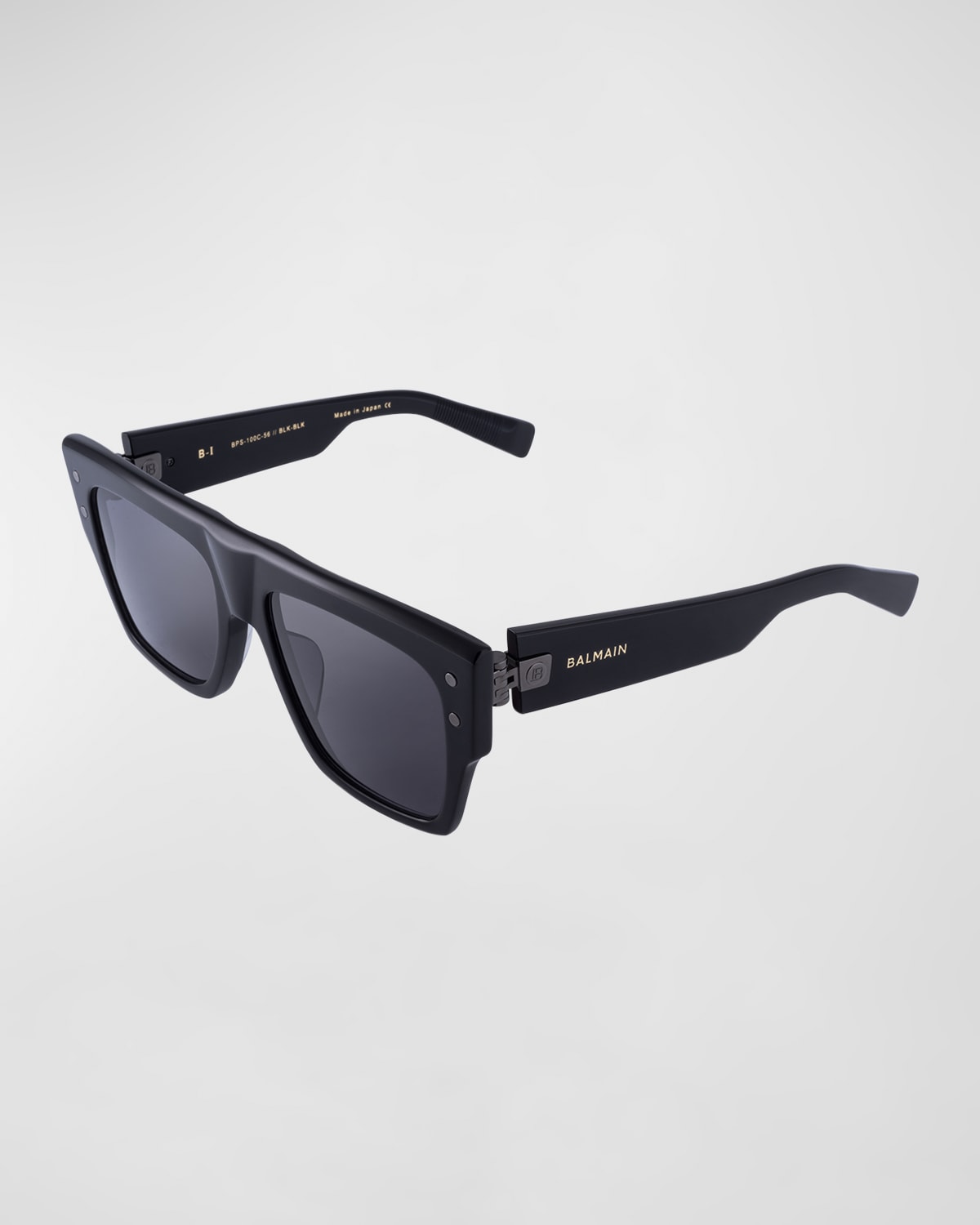 Balmain B-i Acetate Rectangle Sunglasses In Black