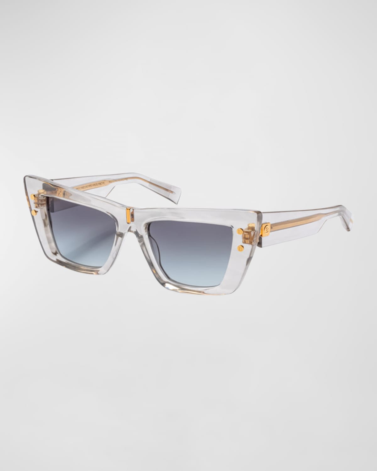 Shop Balmain B-eye Gradient Acetate Cat-eye Sunglasses In Gry - Gld