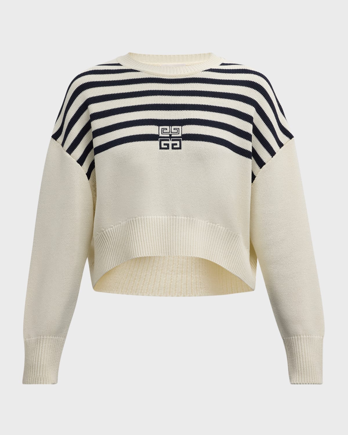 Givenchy 4g Striped Sweater In Wool And Cotton In White Navy