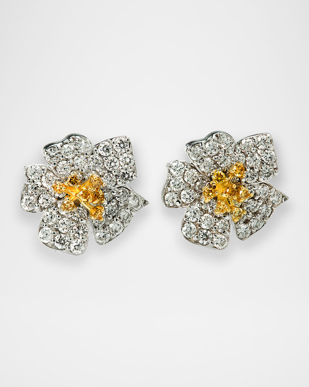 Enchanted Garden 18K Gold Earrings with White and Yellow Diamonds