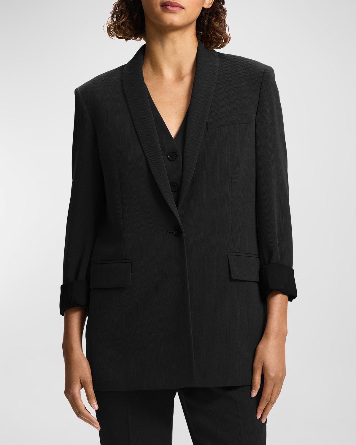 Admiral Crepe Relaxed Shawl-Collar Blazer