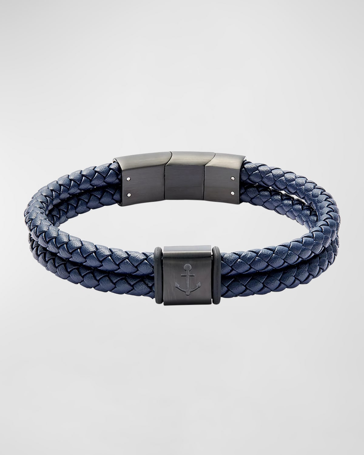 Men's Stainless Steel and Braided Leather Bracelet