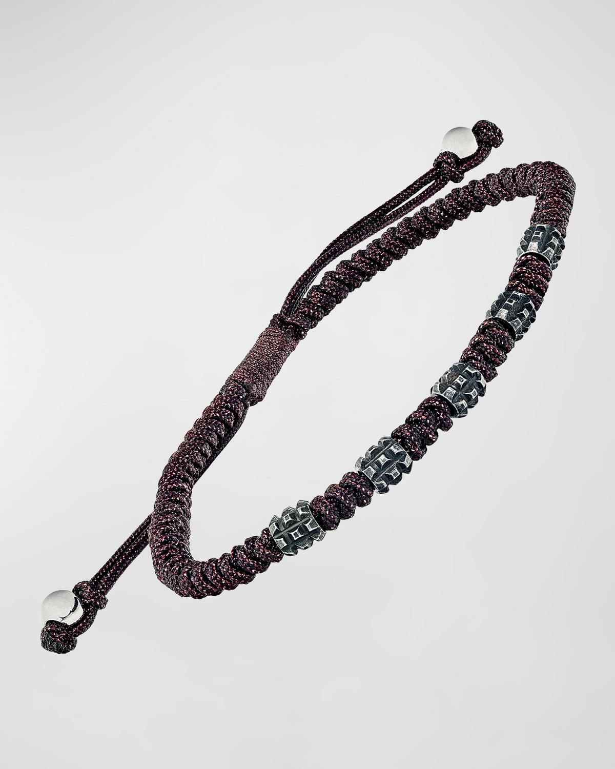 Men's Stainless Steel and Nylon Pull Cord Bracelet