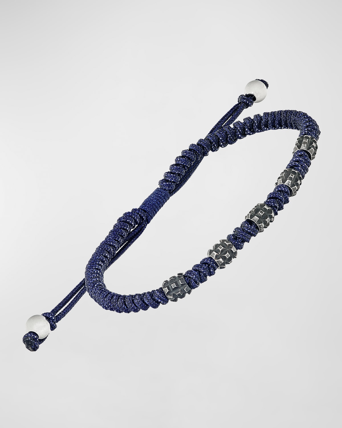 Men's Stainless Steel and Nylon Pull Cord Bracelet