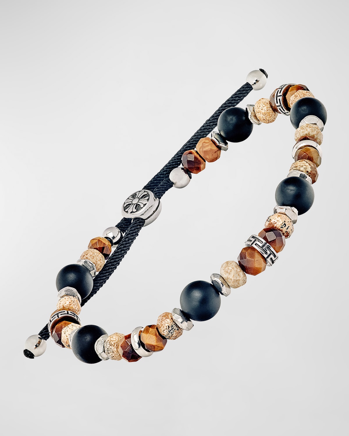 Men's Stainless Steel and Semi-Precious Beaded Bracelet