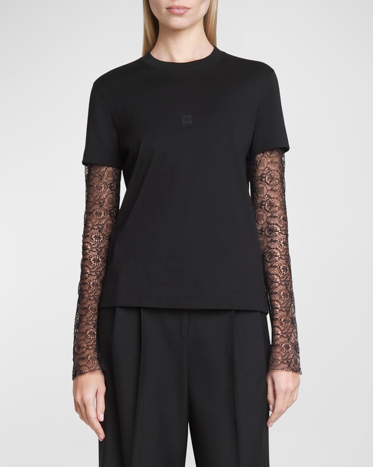Shop Givenchy Layered Long-sleeve 4g T-shirt In Black