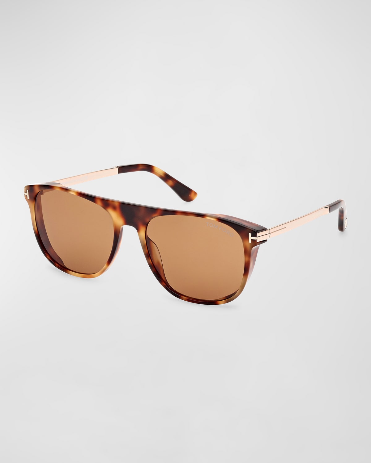Tom Ford Lionel Acetate & Metal Square Sunglasses In Shiny Blonde Havana