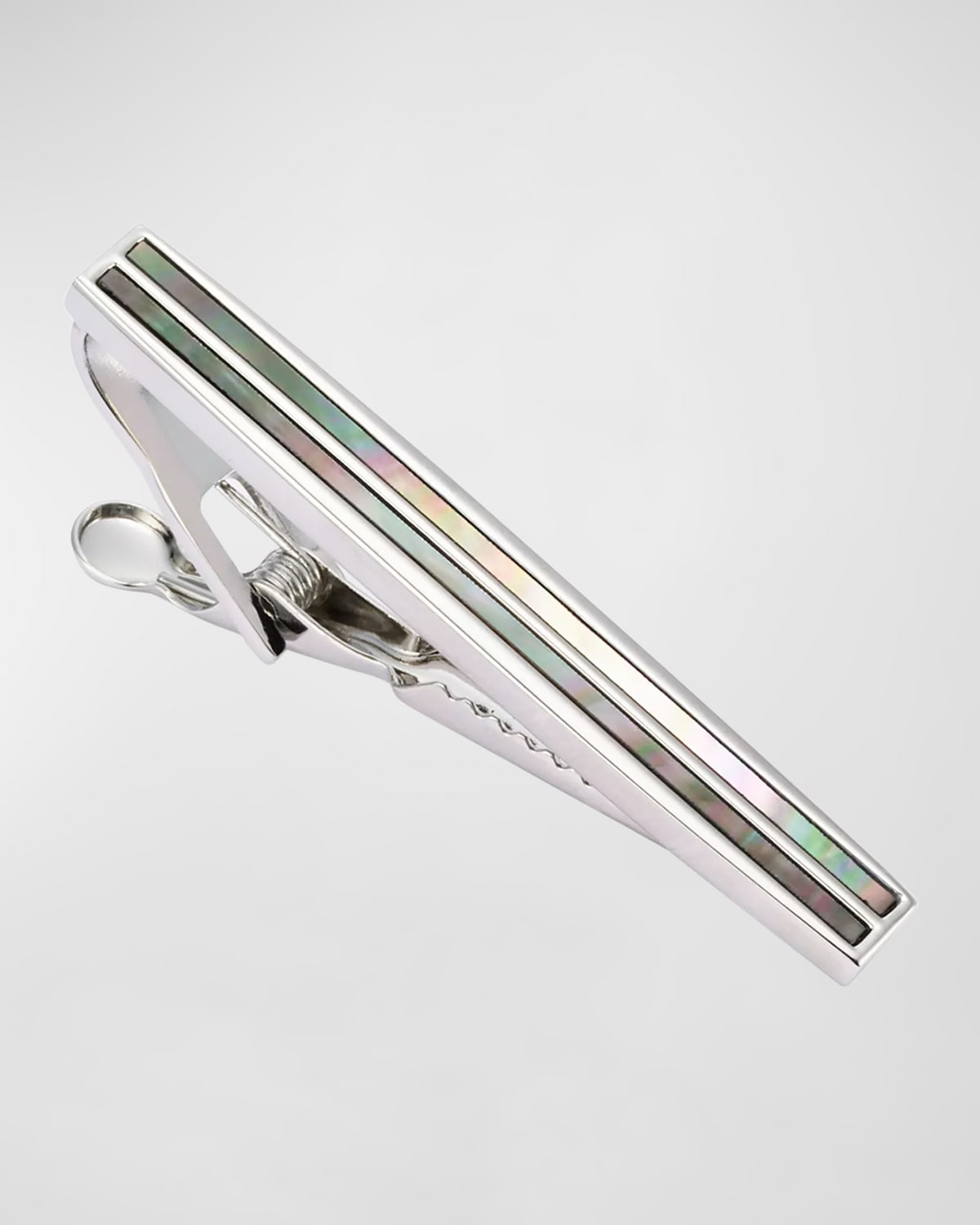 Jan Leslie Men's Mother-of-pearl Stripe Tie Bar In Gray