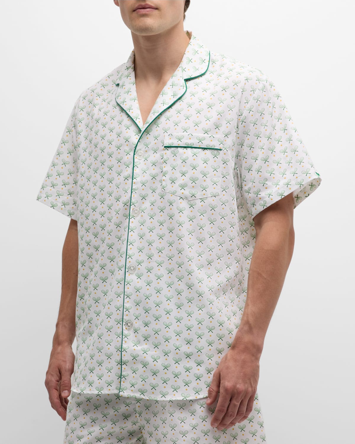 Men's Cotton Tennis-Print Short Pajama Set
