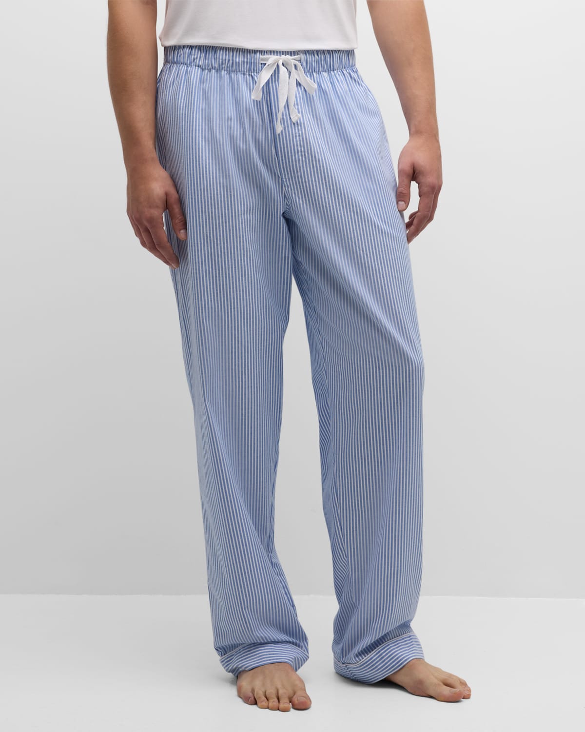 Shop Petite Plume Men's Cotton Stripe Pajama Pants In Blue