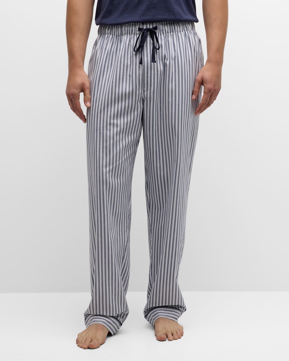 Shop Petite Plume Men's Cotton Multi-stripe Pajama Pants In Navy