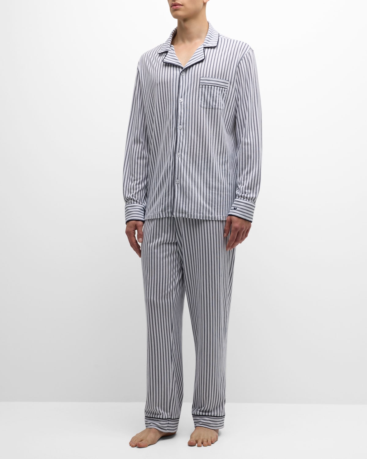 Men's Pima Cotton Stripe Long Pajama Set