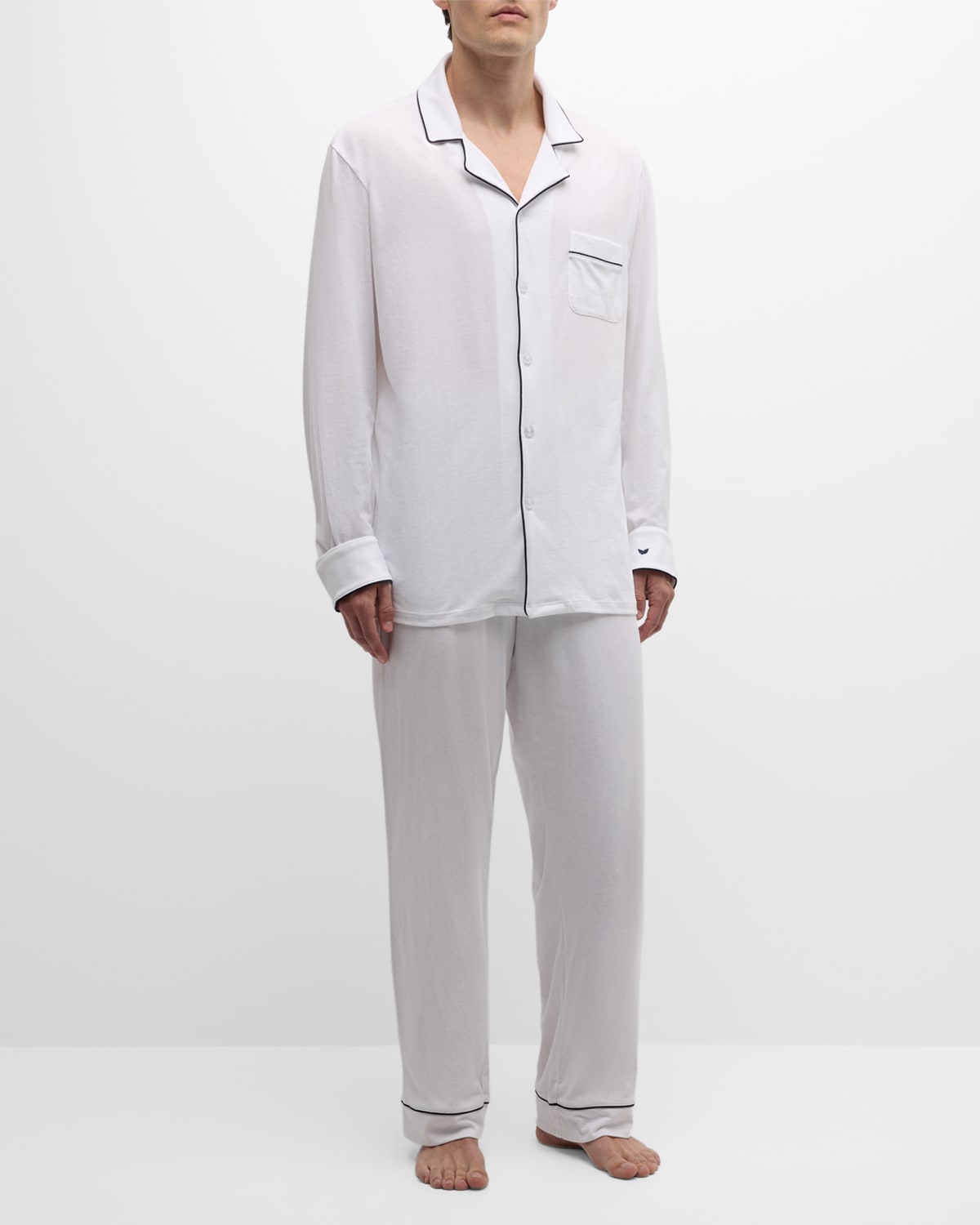 Petite Plume Men's Pima Cotton Long Pajama Set In White