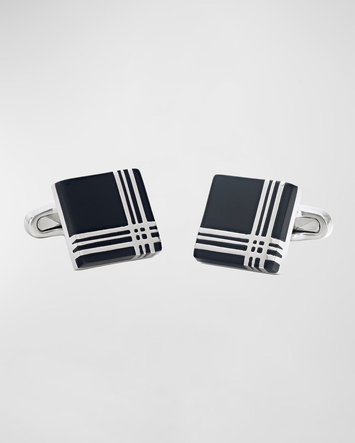 Men's Square Enamel Plaid Cufflinks