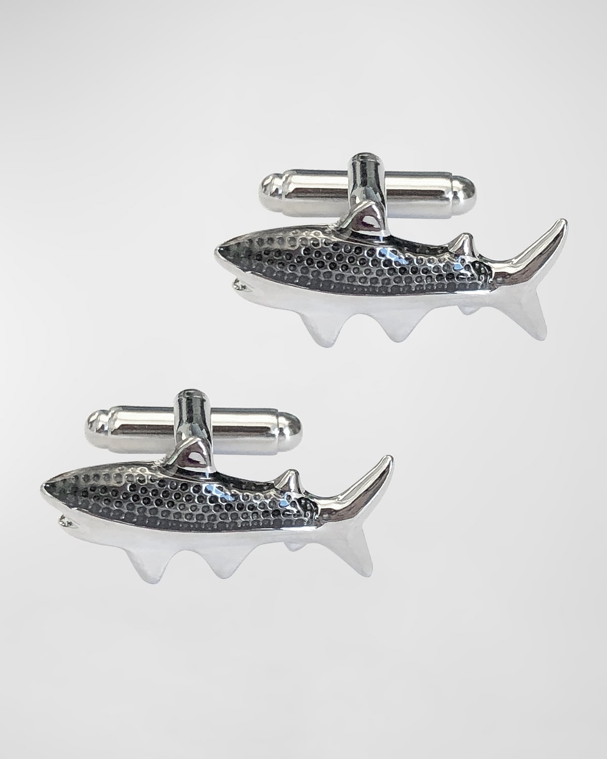 Men's Silvertone Shark Cufflinks