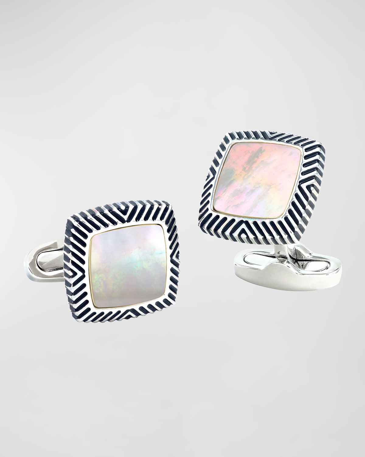 Men's Square Mother-Of-Pearl Wavy-Frame Cufflinks