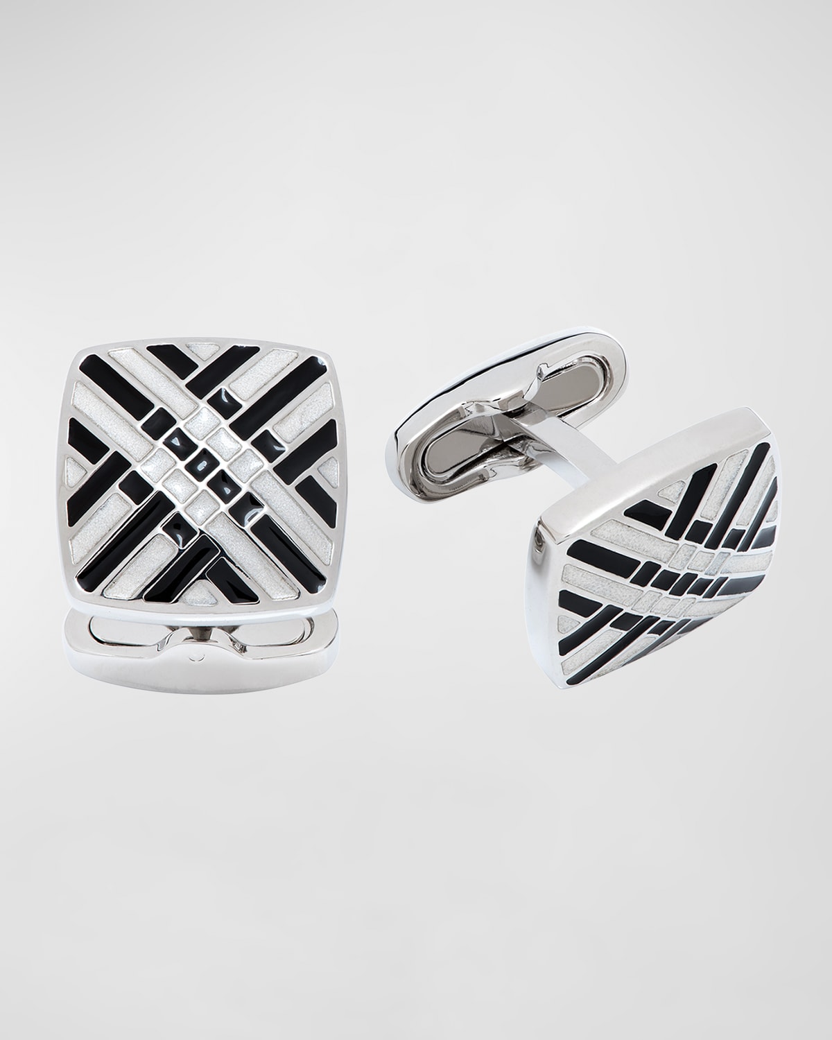 Men's Soft Square Enamel Crosshatch Cufflinks