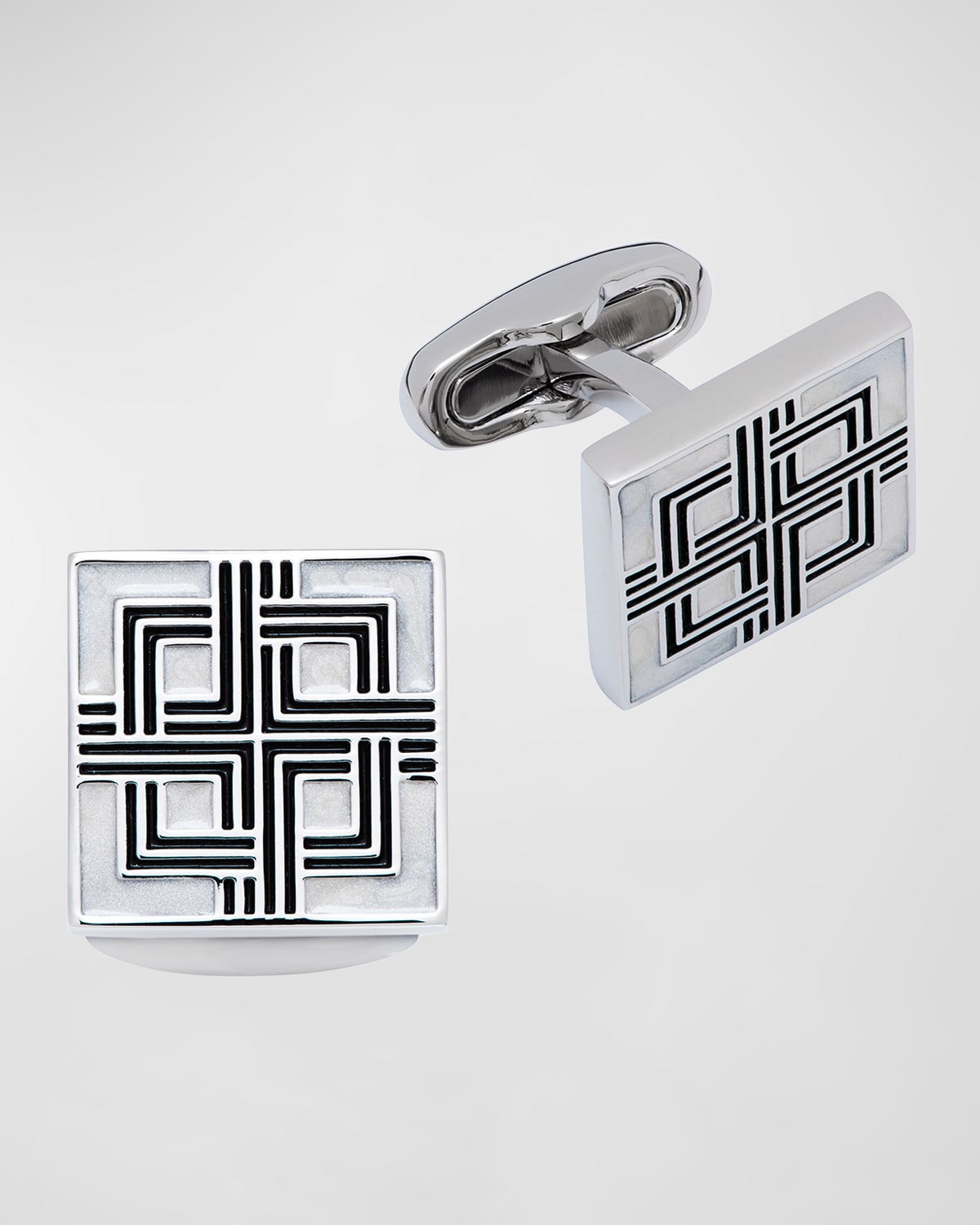 Men's Square Enamel Deco Cufflinks