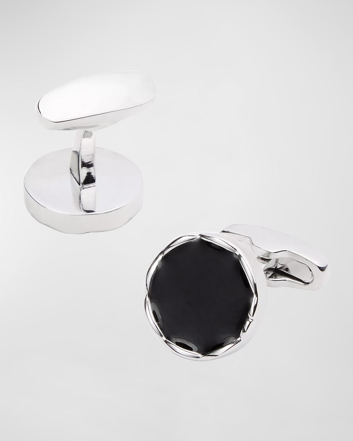 Men's Round Enamel Wave-Rim Cufflinks