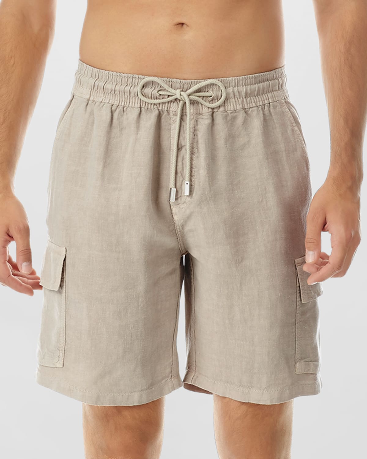 Shop Vilebrequin Men's Linen Drawstring Shorts In Safari