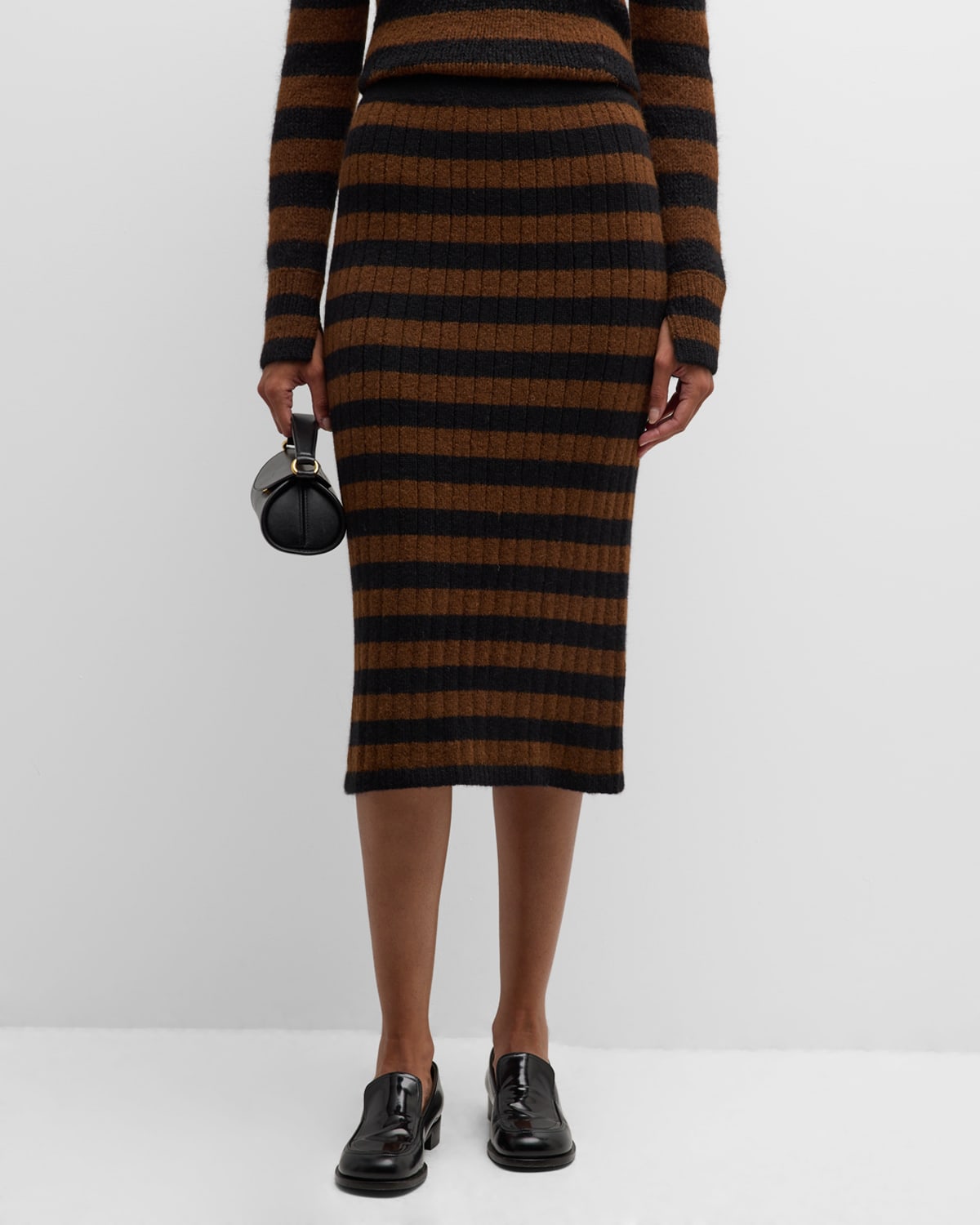 Pia Stripe Knit Midi Skirt