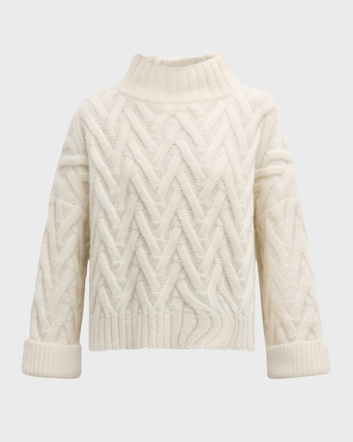 Mae Mock-Neck Cable Knit Sweater