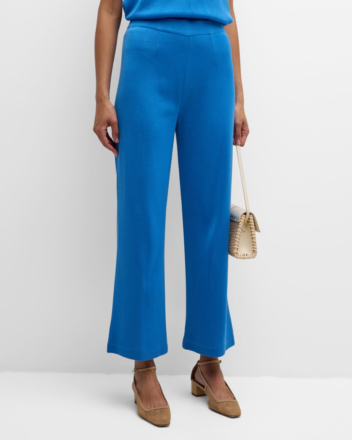Shop Misook Straight-leg Pull-on Knit Pants In Adriatic Blue