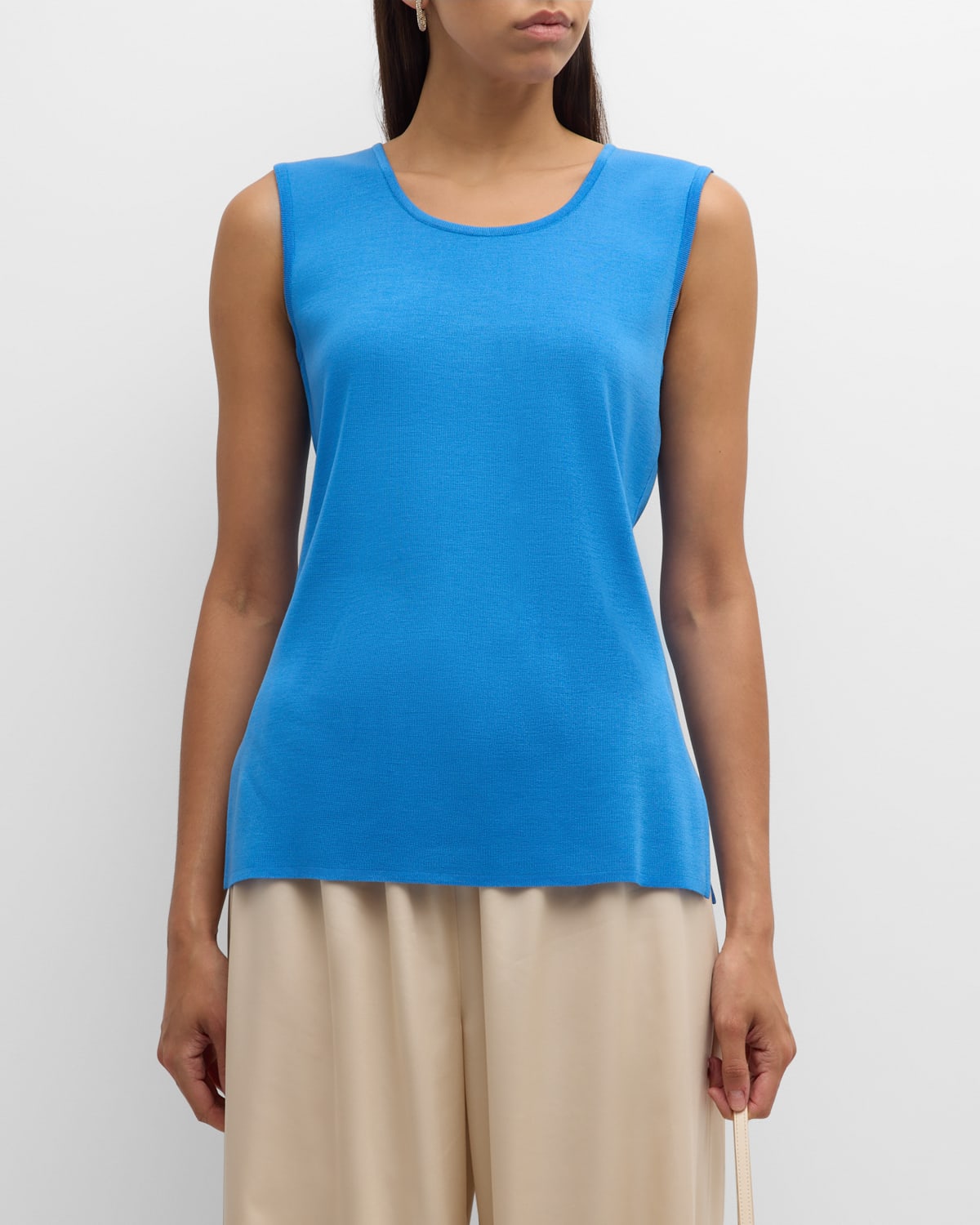 Misook Classic Knit Tank Top In Blue