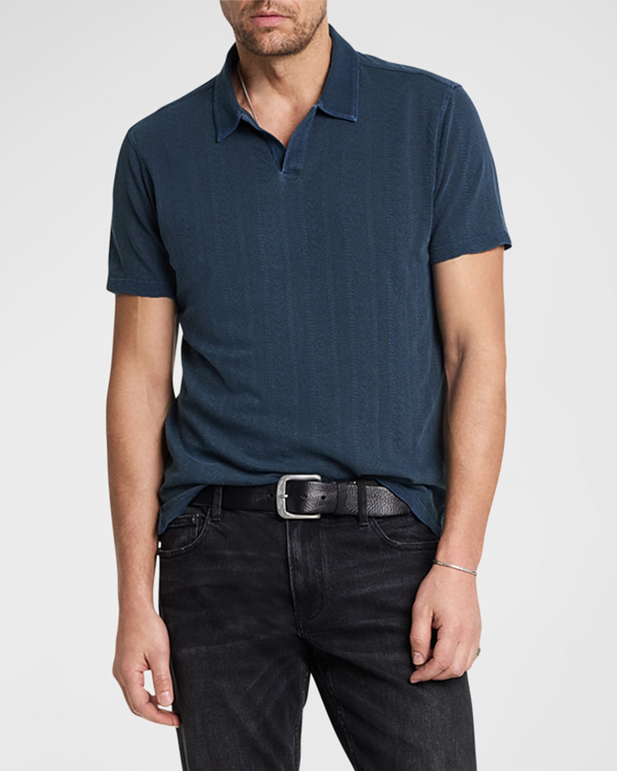 Shop John Varvatos Men's Zion Jacquard Polo Shirt In Deep Blue