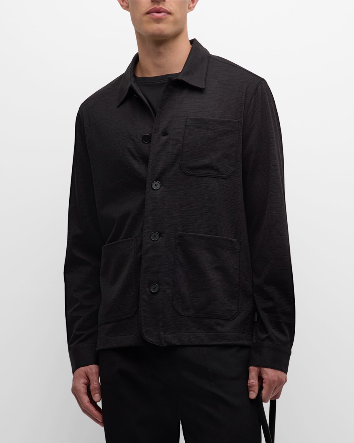 Shop John Varvatos Men's Kenmare Textured Chore Jacket In Black