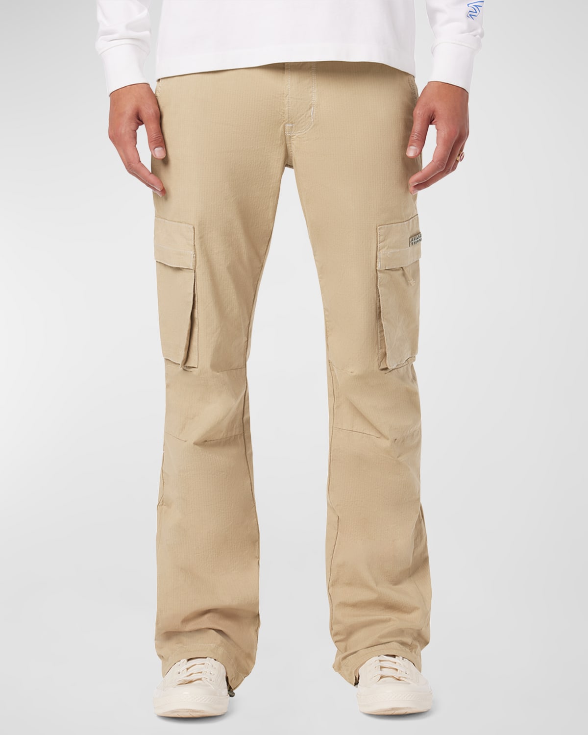 Shop Hudson Men's Walker Cargo Kick Flare Pants In Ripstop Khaki