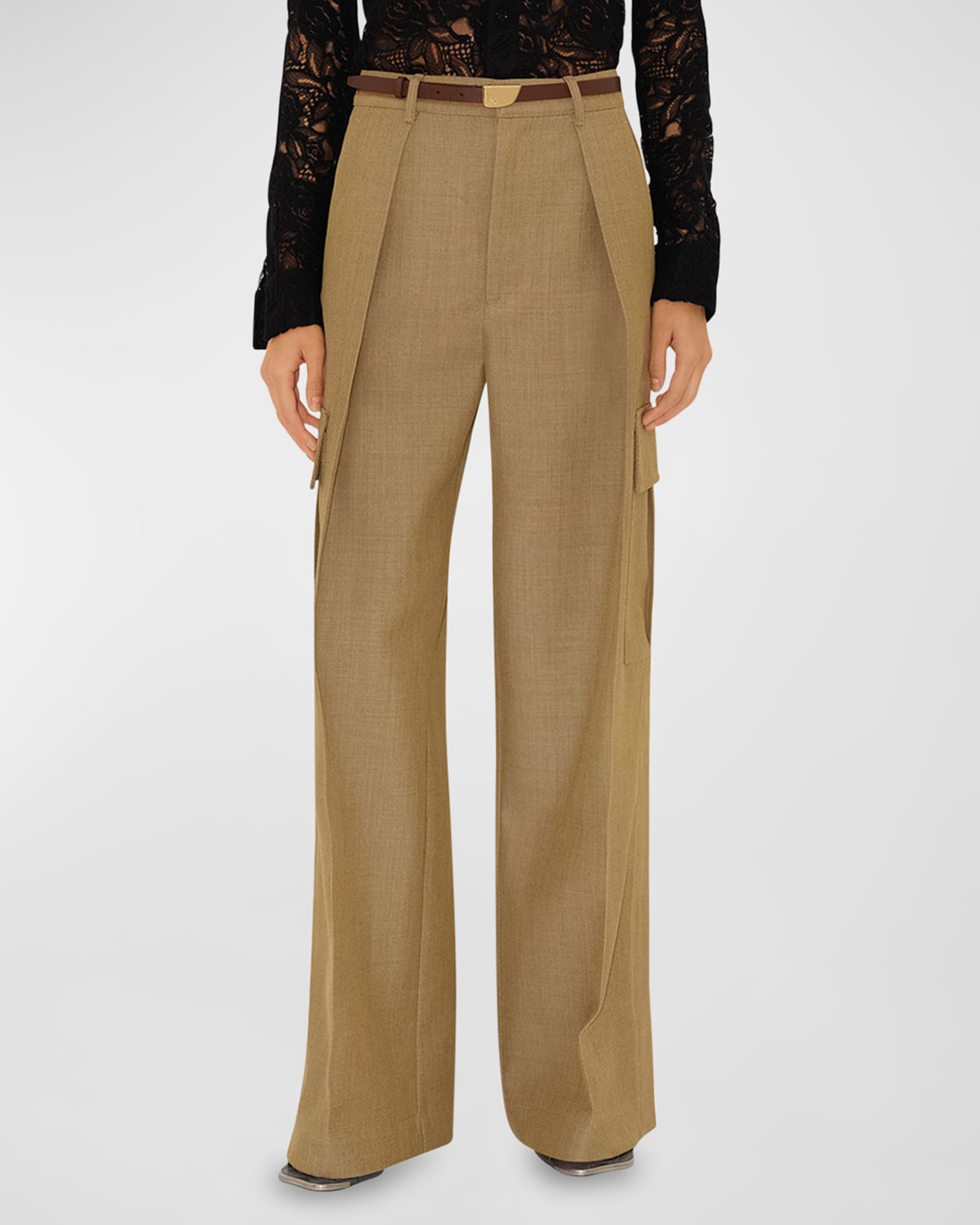 Burberry Cargo Wide-leg Trousers In Brown