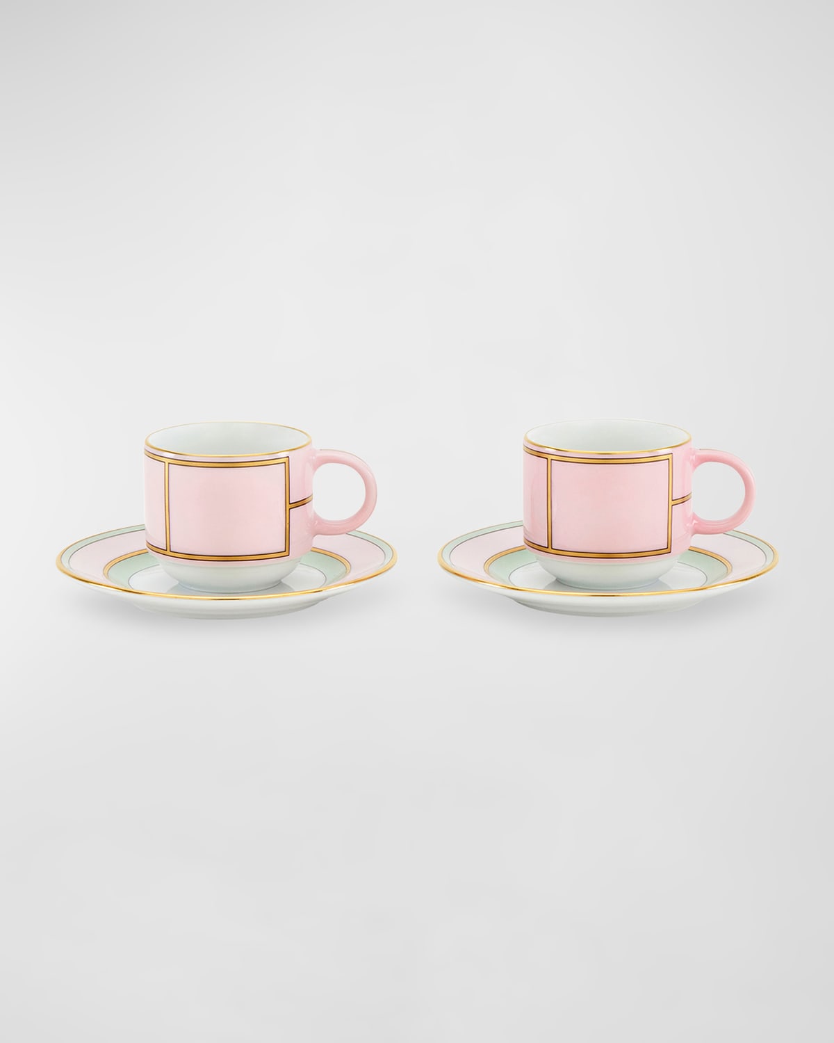 Ginori 1735 Set Of 2 Colonna Diva Rosa Coffee Cups And Saucers In Diva Rosa