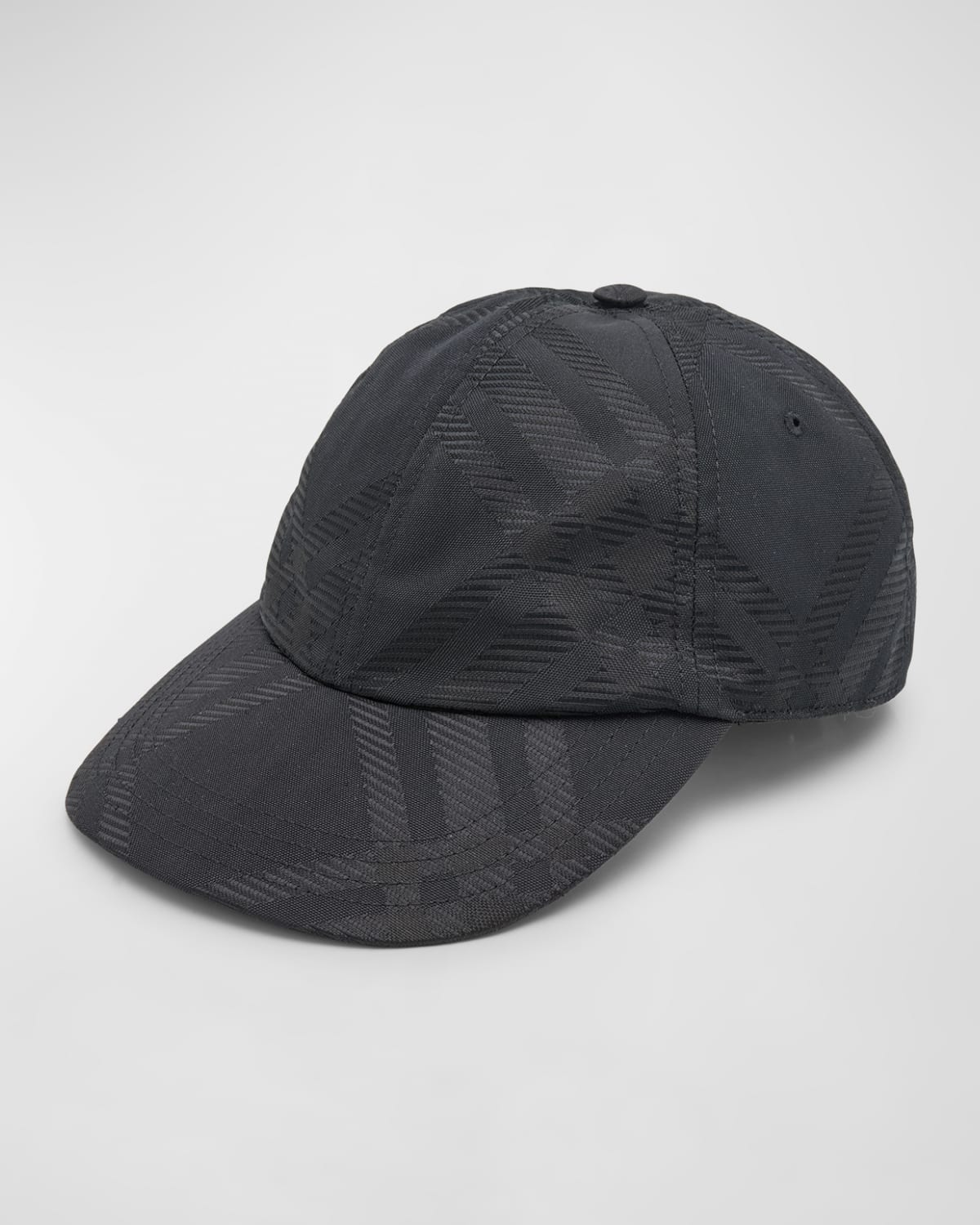 Shop Burberry Men's Tonal Check Jacquard Baseball Cap In Black