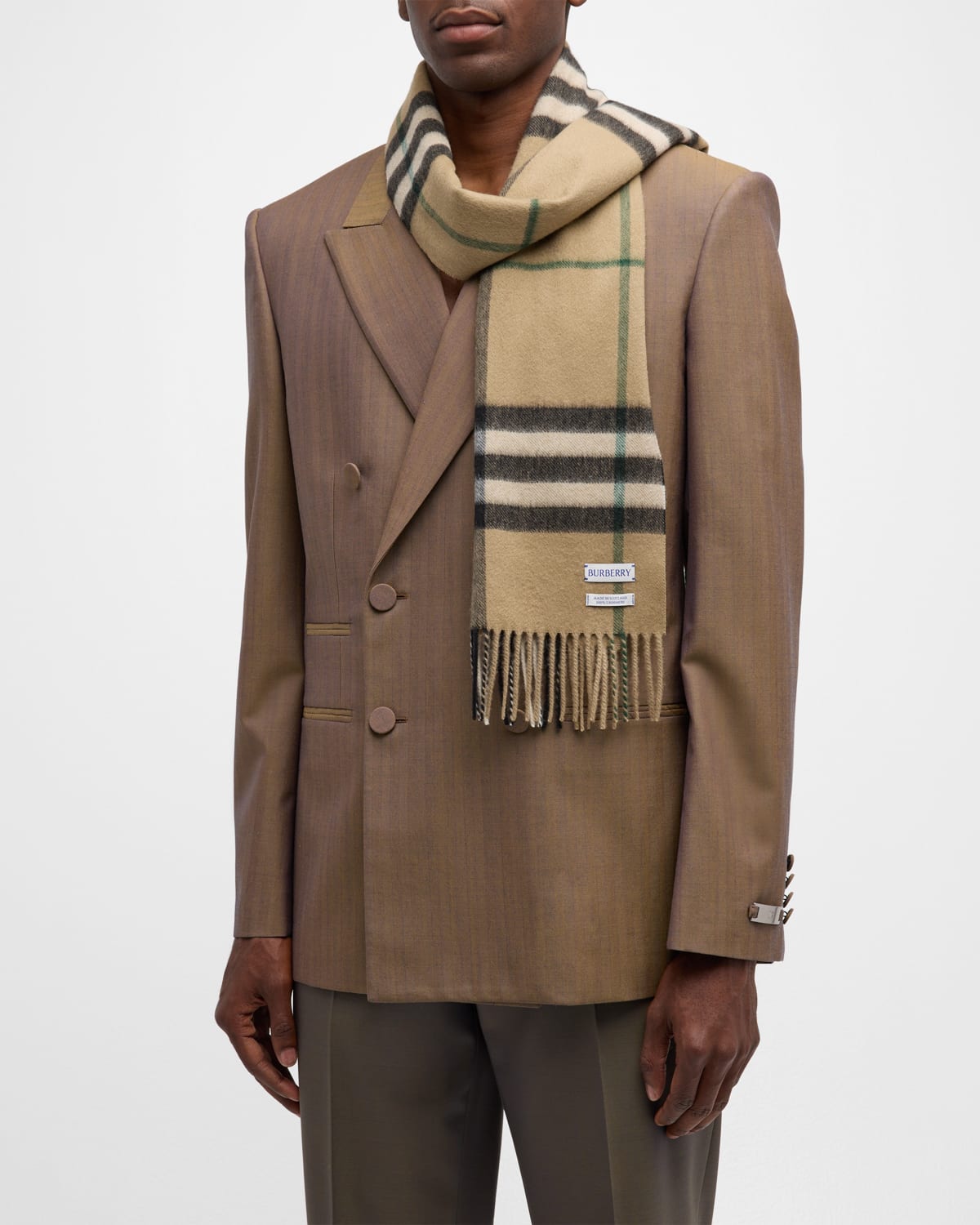 Burberry Men's Giant Check Cashmere Scarf In Brown