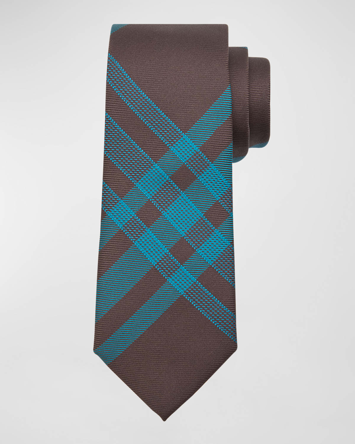 Burberry Men's Check Silk Twill Tie In Brown