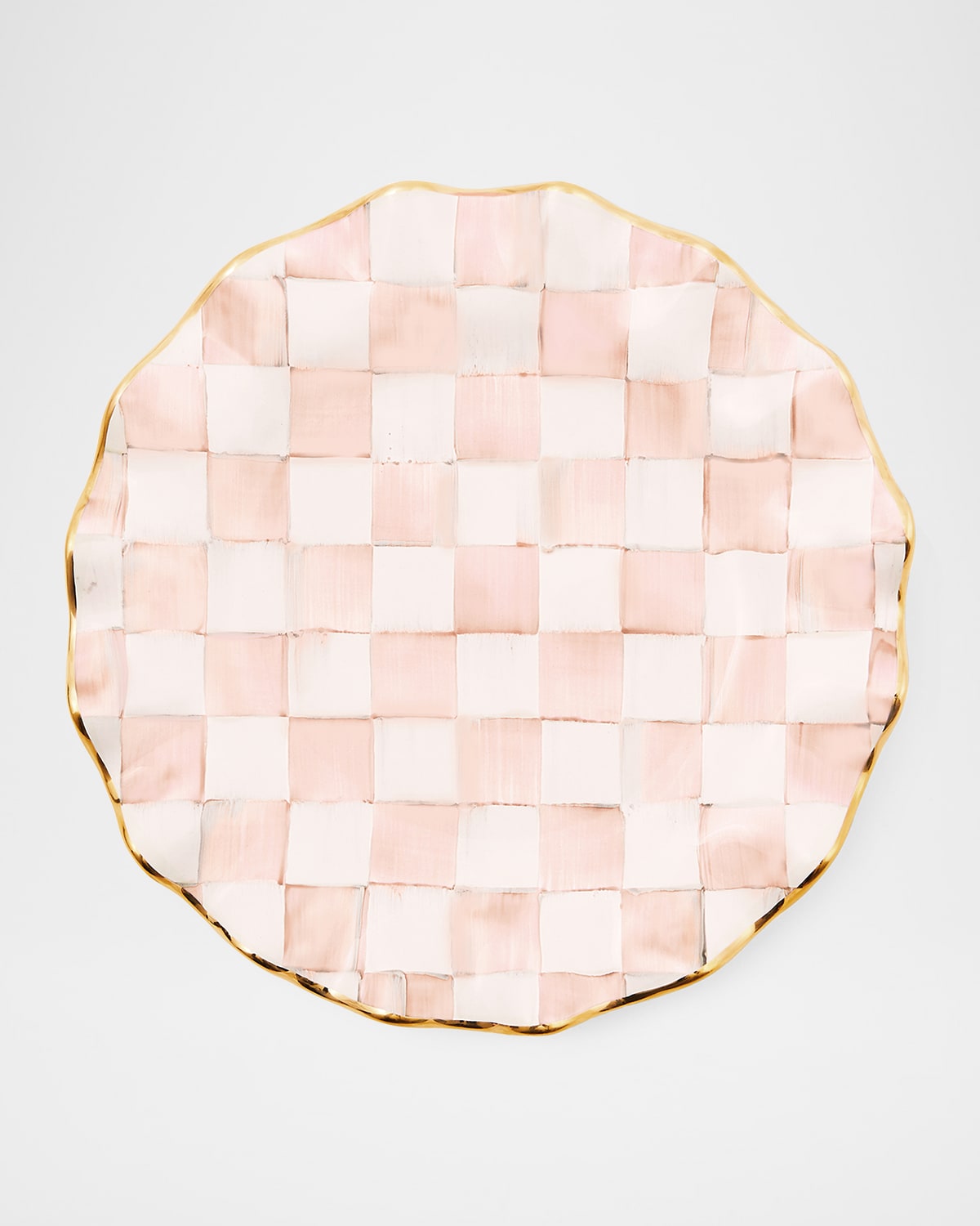 Mackenzie-childs Rosy Check Ceramic Fluted Dinner Plate