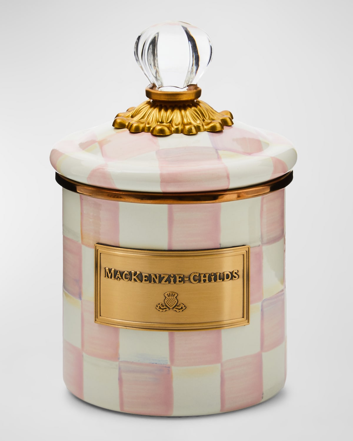 Mackenzie-childs Rosy Check Enamel Canister, Demi