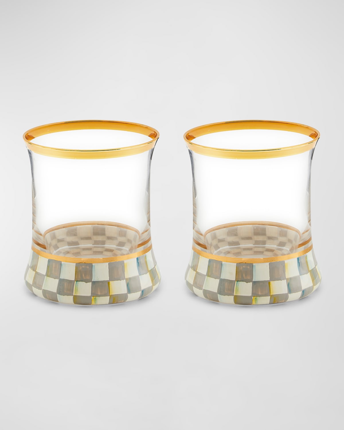 Mackenzie-childs Mackenzie Childs Sterling Check Set Of 2 Tumbler Glasses