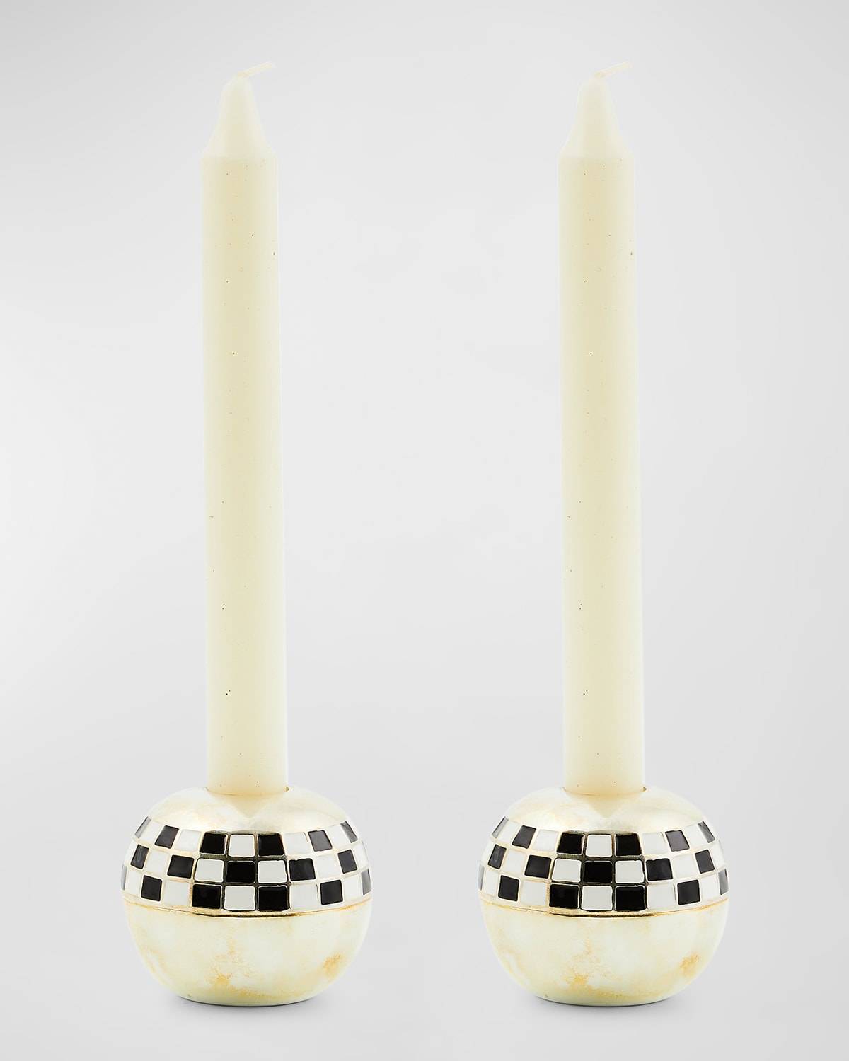 Mackenzie-childs Large Sphere Check Candle Holders, Set Of 2
