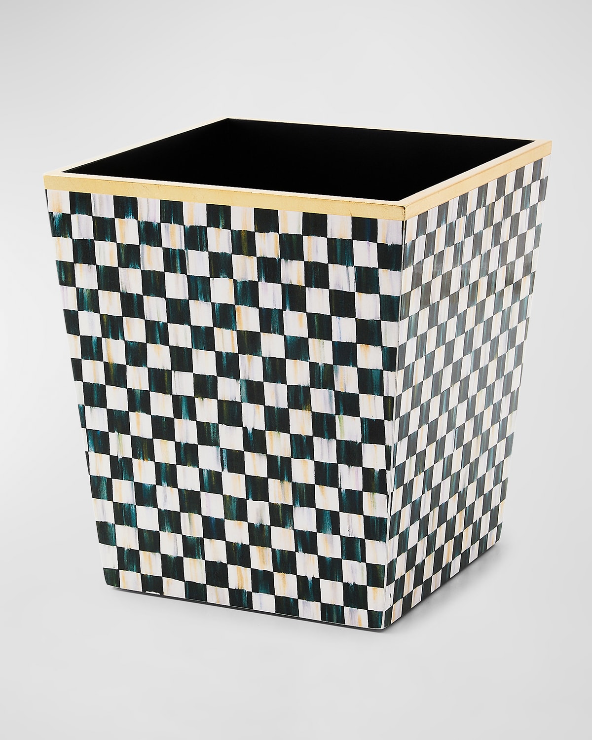 Mackenzie-childs Courtly Check Lacquer Waste Bin