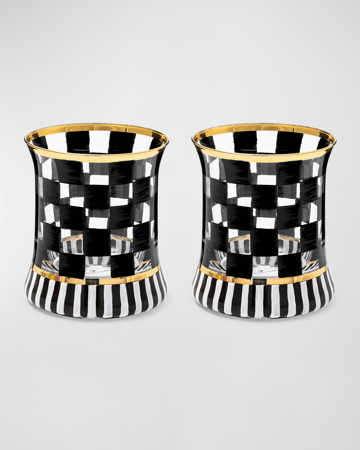 Mackenzie-childs Carnival Black Tumbler Glass, Set Of 2