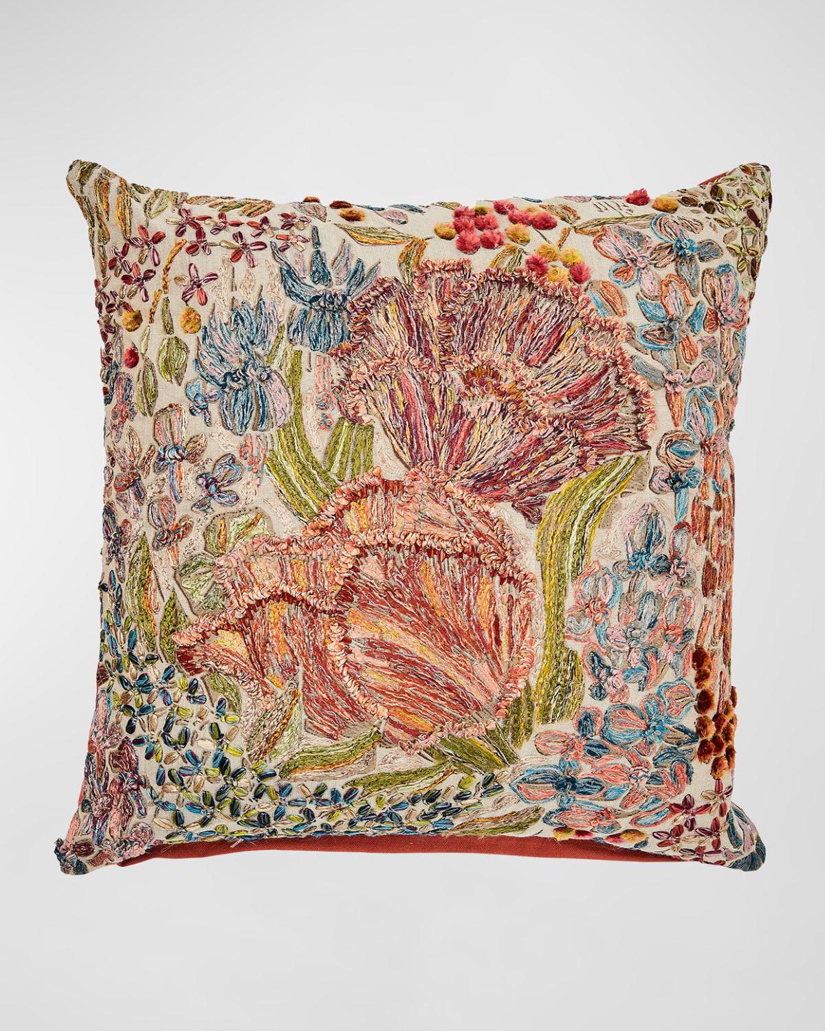 MACKENZIE-CHILDS FLOWER FIELD THROW PILLOW, 19" SQUARE 
